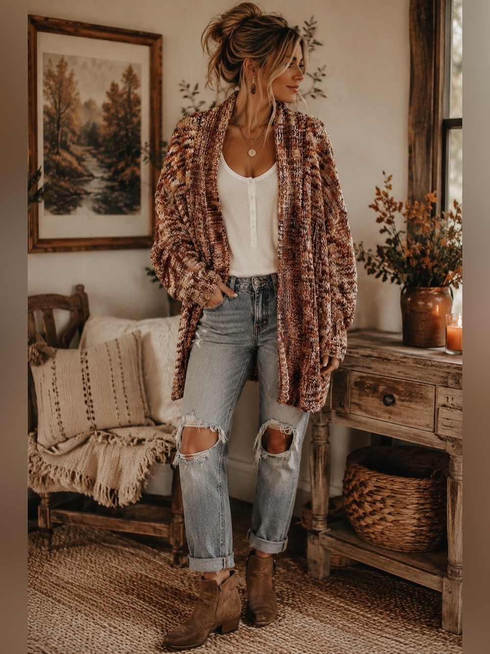 Universal Thread Women's Cozy
Cabincore Marked Knit Open Front Cardigan OSFM